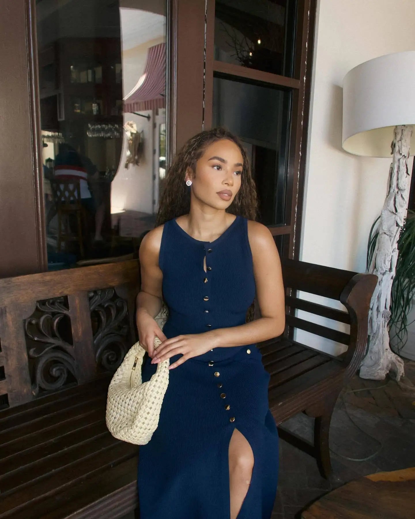 Long Buttoned Knit Dress