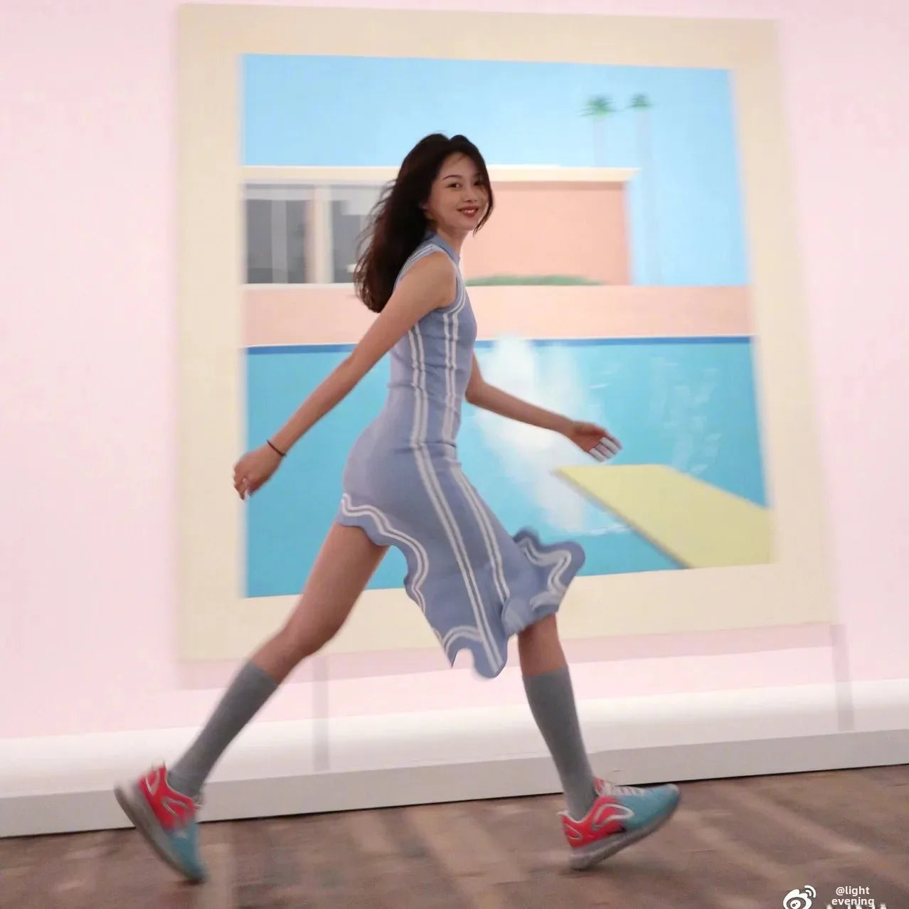 Asymmetric Wave Edge Dress BottomRound Neck Tanlan White Inlaid Edge Knit No Sleeves Dress Autumn New Style