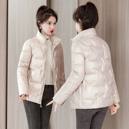 Women's Short Solid color Sustans Down Padded Jacket Women's Slim Fit And Fashion Padded Jacket Solid Color Winter Parka Pink