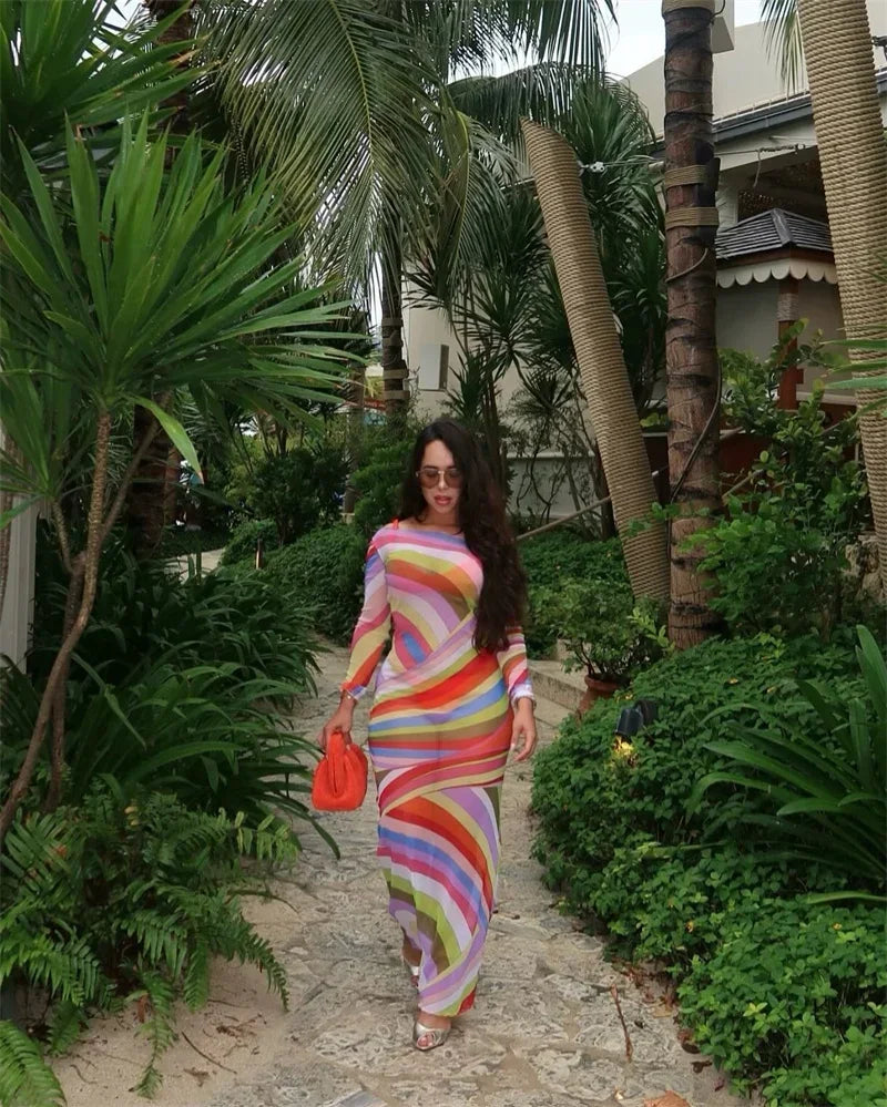 Elegant Striped Cover up Pucci