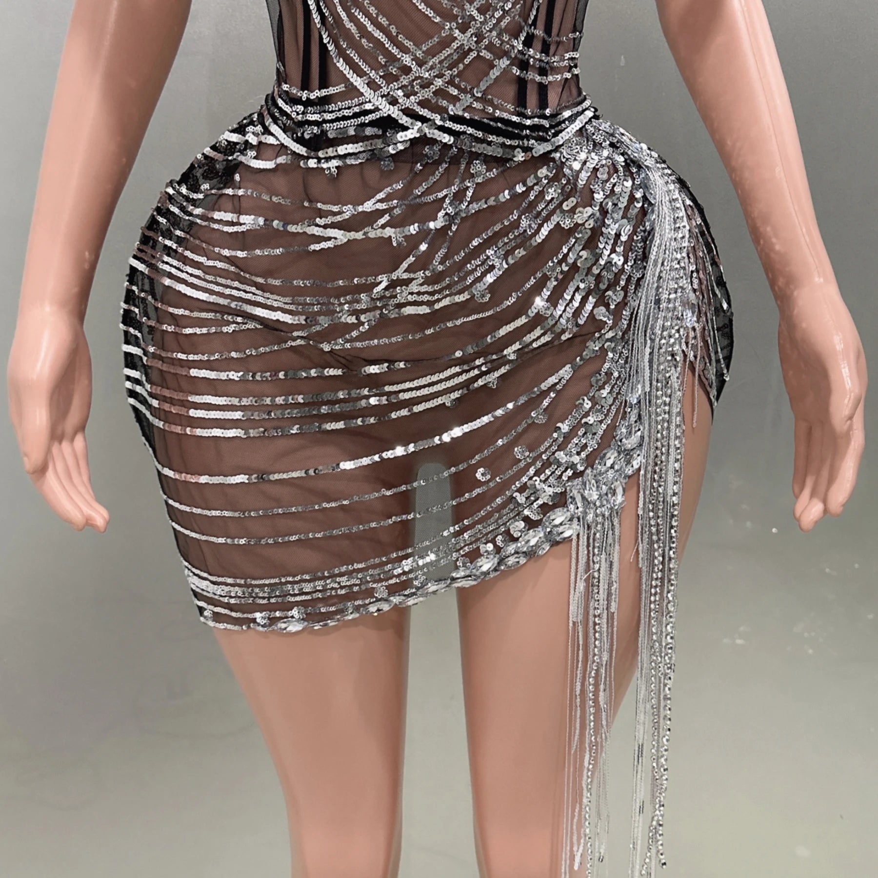 Shinning Tassels Chain Sexy Strapless