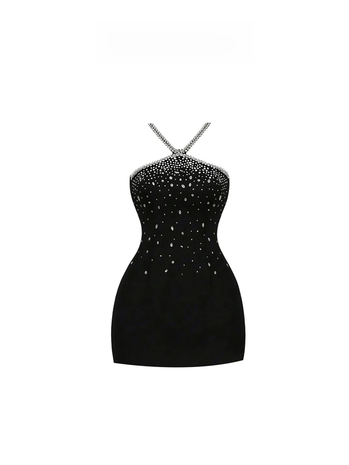 HEZA Sexy Advanced Sensation Hotfix Rhinestone Hanging Neck Dress Women's Autumn Winter Sexy Bodycon Dress Short Skirt