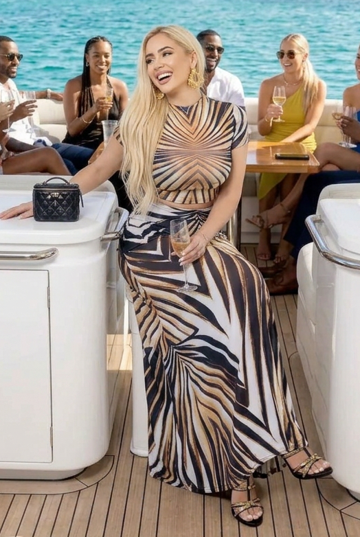 Summer Stripe Sheer Mesh Two Piece Set Women Short Sleeve Top High Waist Pants Elegant See Through Bodycon Matching Sets - Shellss