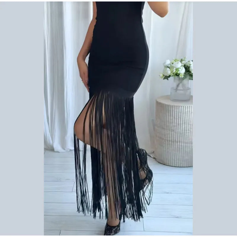 Party Tassel Dress halter neck celebrity - Shellss