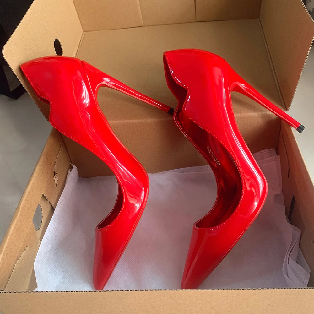 Pumps Stilettos Glossy Patent Side Heels Pumps