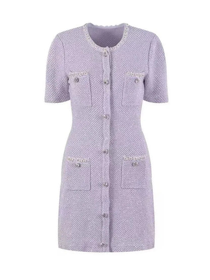 Lavander Luxury Crystal Knitted Dresses