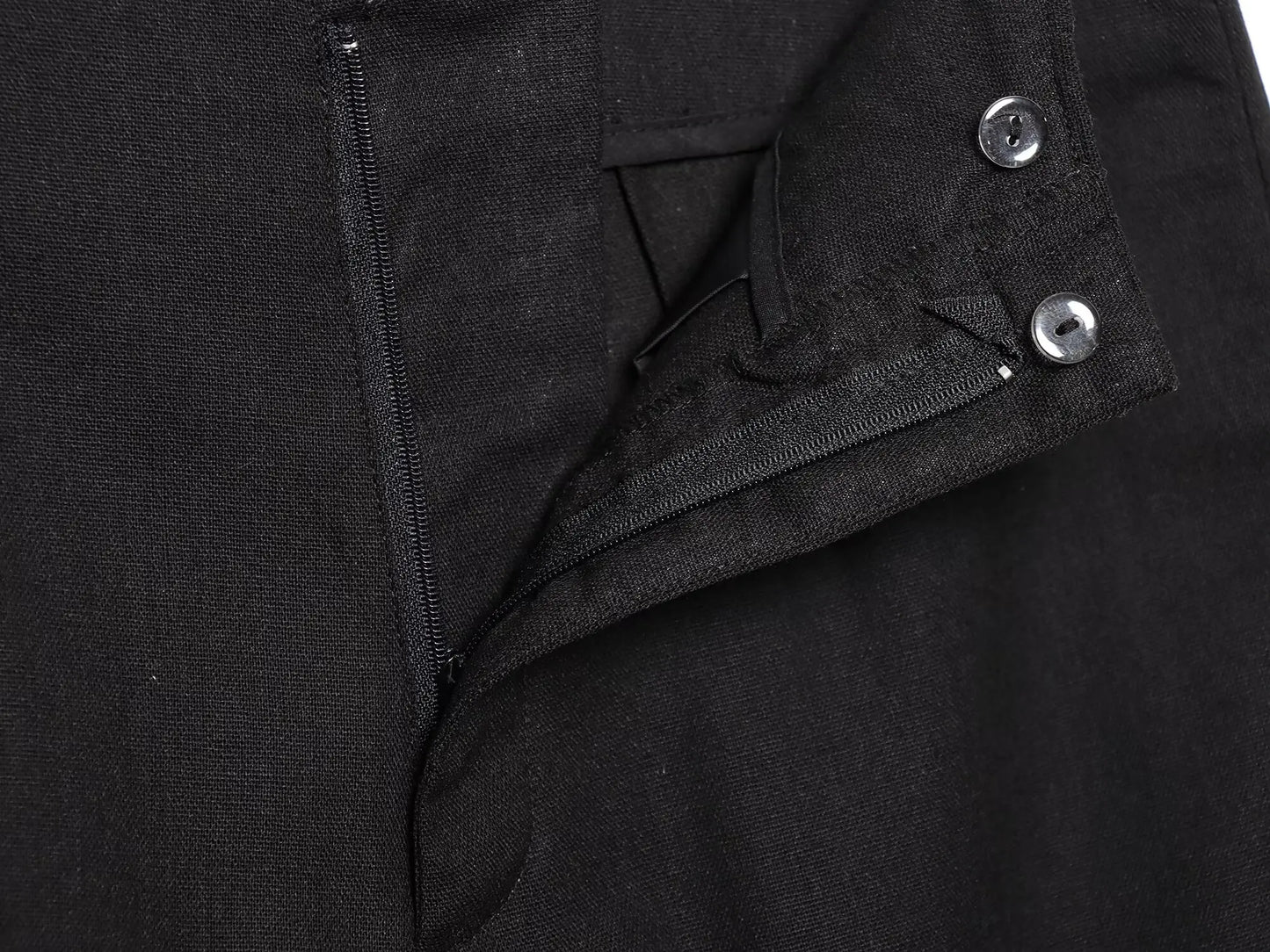Black Linen Lapel Pants Set
