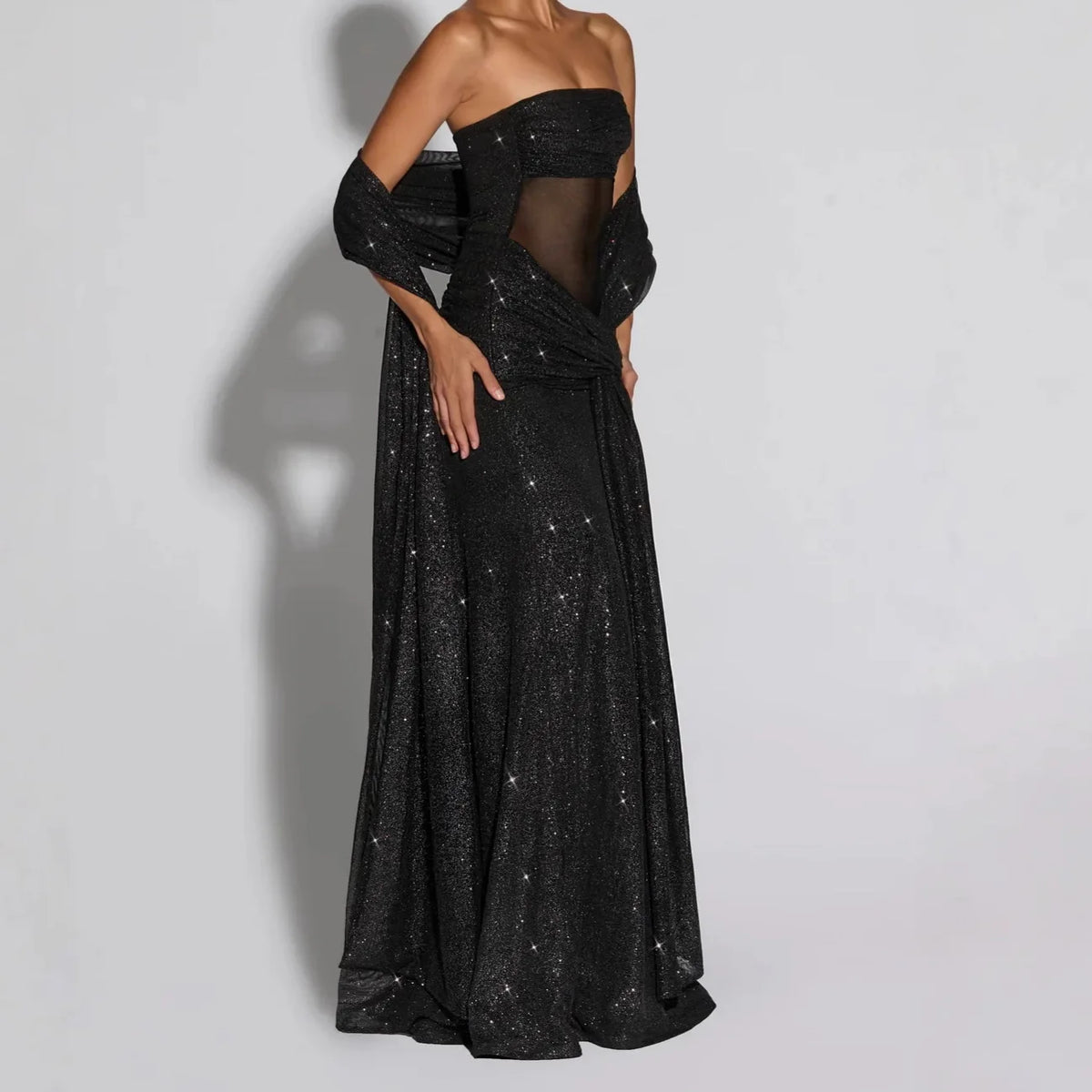 Women's New Elegant And Fashionable Irregular Sequins Bra Squint Long Skirt Autumn Sexy A-line Mid-waist Slim Long Skirt