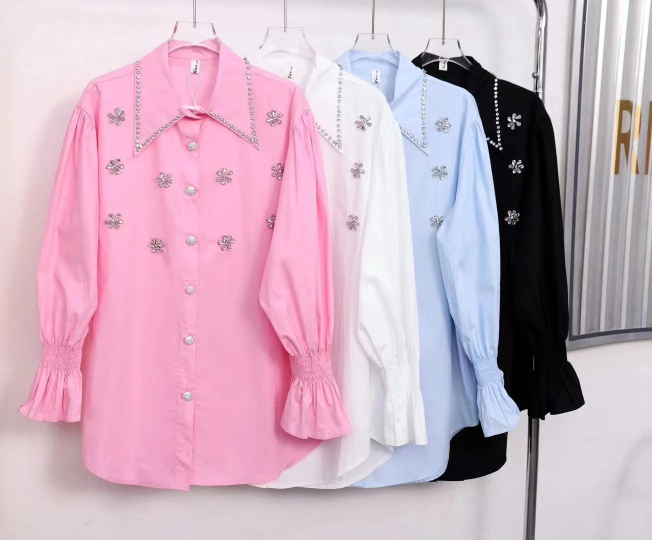 Diamonds Embroidery Cotton shirt - Shellss