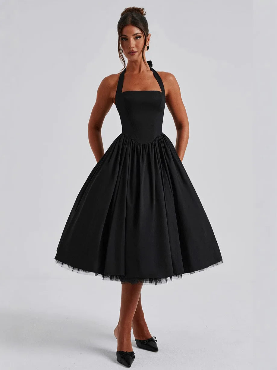 Luxurious Dress Vintage-Inspired Chic Puff-Sleeve Dress Lace-Up Pleated Tulle Dress Romantic-Elegant Evening Ruffle Gown - Shellss