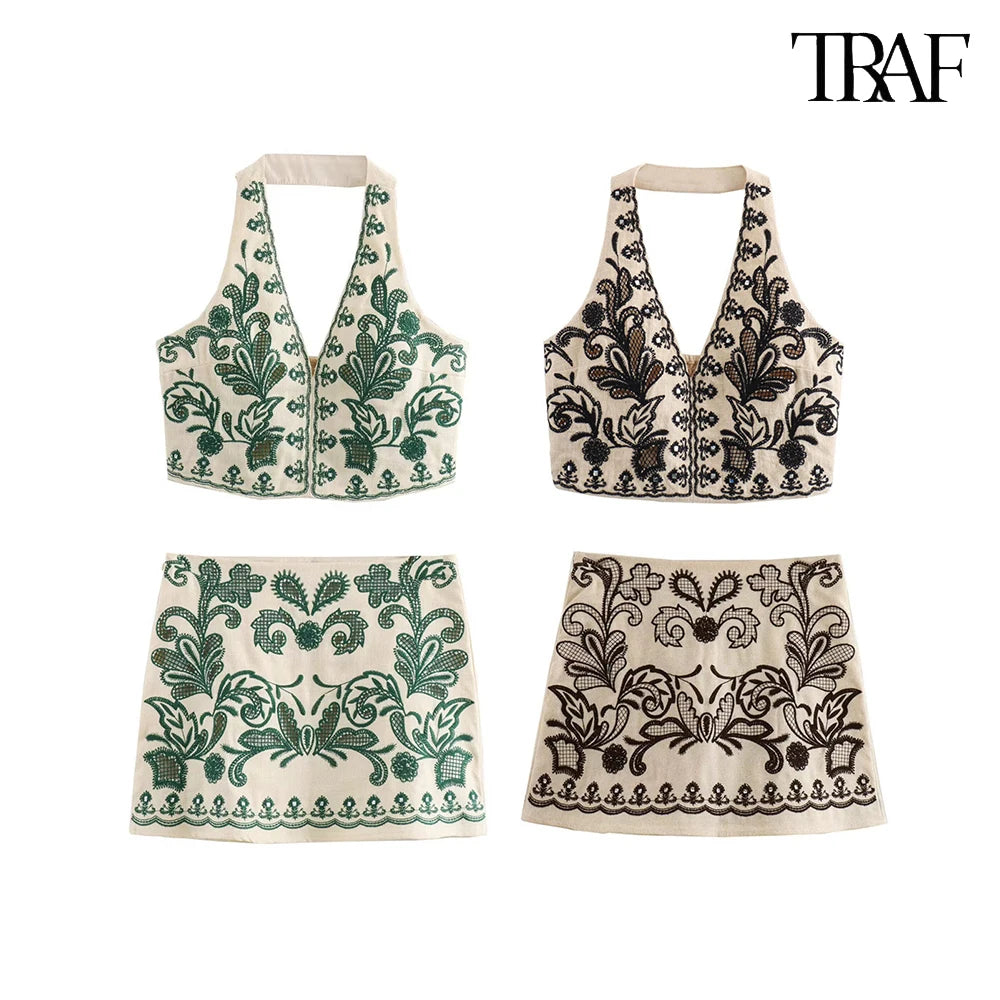 Backless V-Neck set