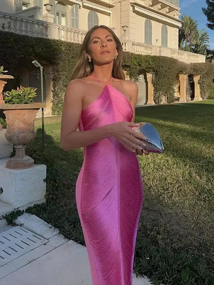 Metallic Golden Silver Pink Party Dress - Shellss