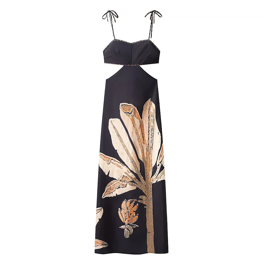 Backless Camisole Long Dress Bow Tie