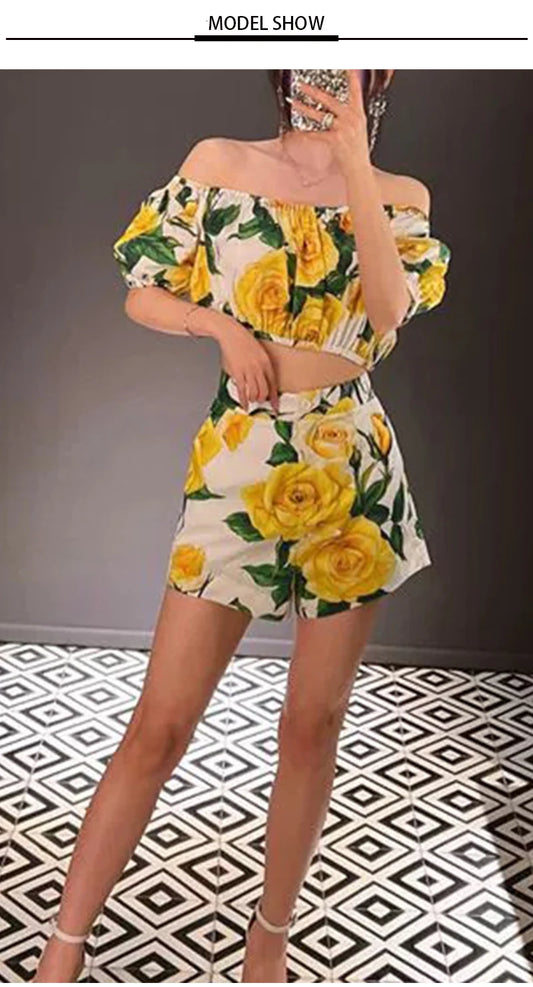 Yellow Shorts set Dolce