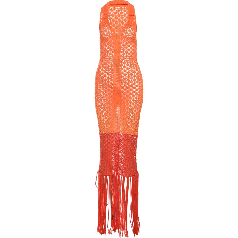Tassel Mesh Patchwork Dress
