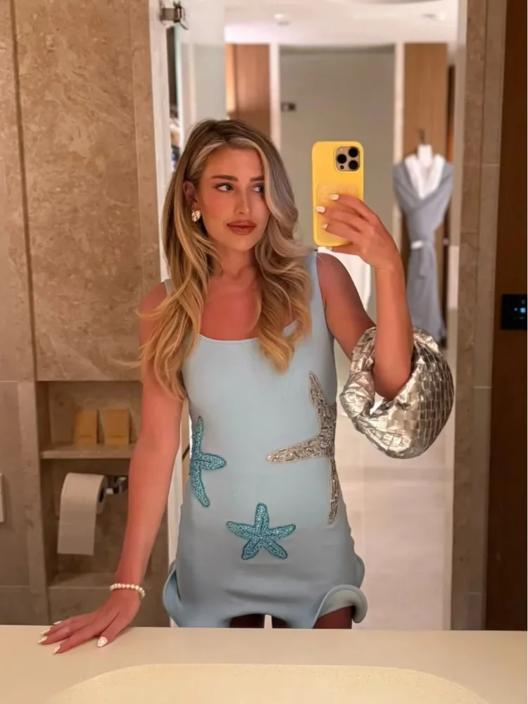 1 Starfish Sequins embroidered Mini Dresses