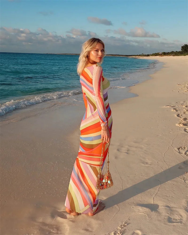 Elegant Striped Cover up Pucci