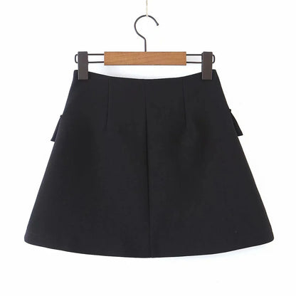 2 pieces 1 set Women One Button Short Blazer Cropped