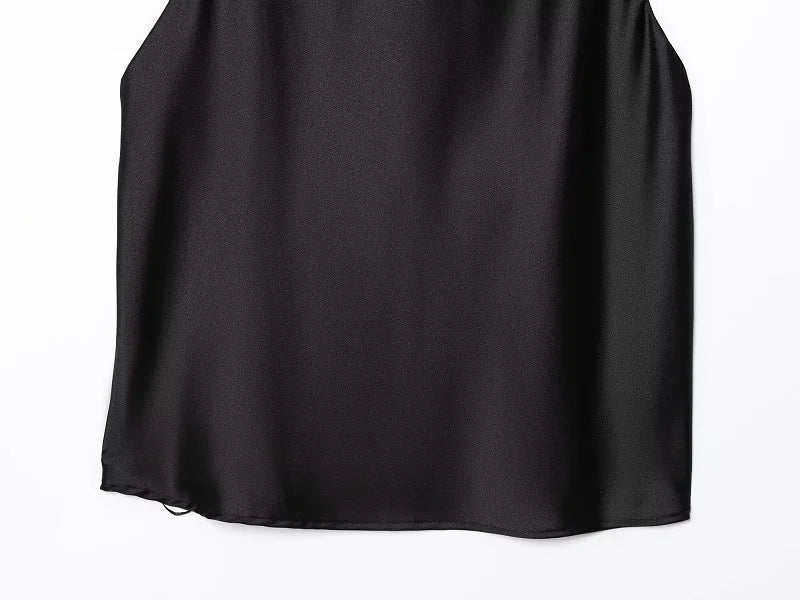 SS25 Halter Satin backless Tops