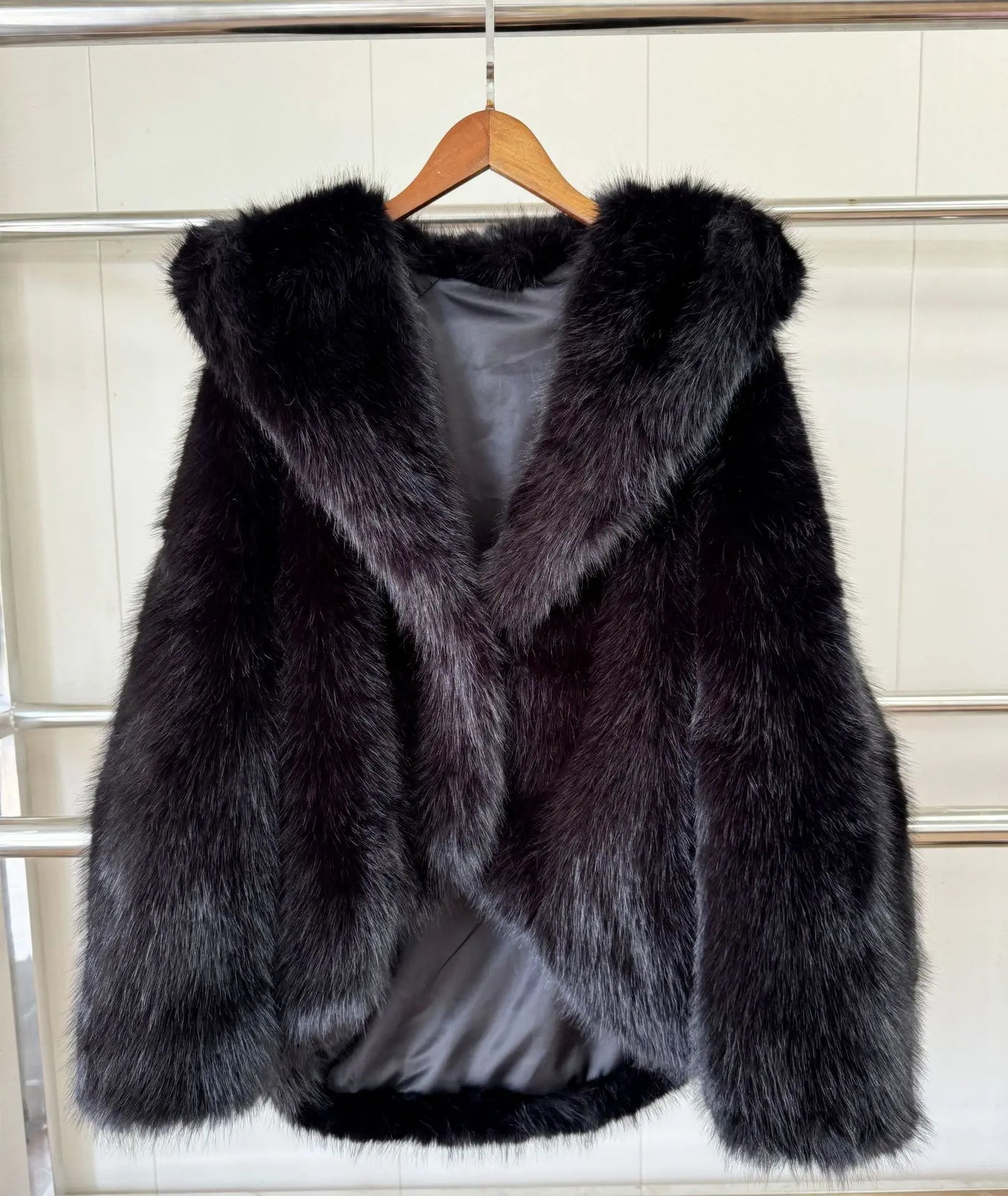 Solid Color Hooded faux Fur