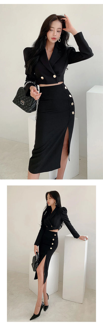 Spring Elegant Black 2 Pieces Outfits