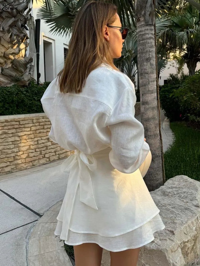 Summer Beige Cotton Two Piece Set