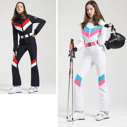 Winter Overalls Women Slim Fitting Ski Suit One-Piece Jumpsuits Wind Proof