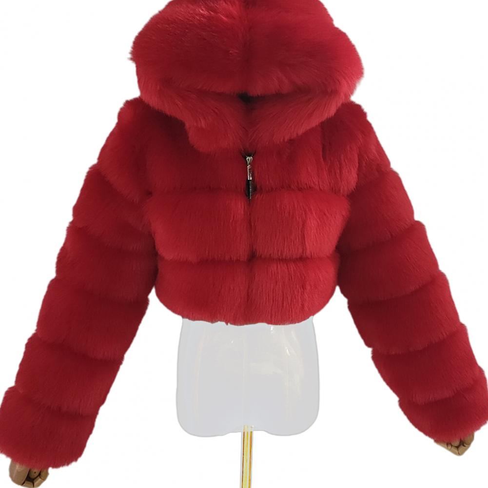 Fur Hooded Zipper Cropped