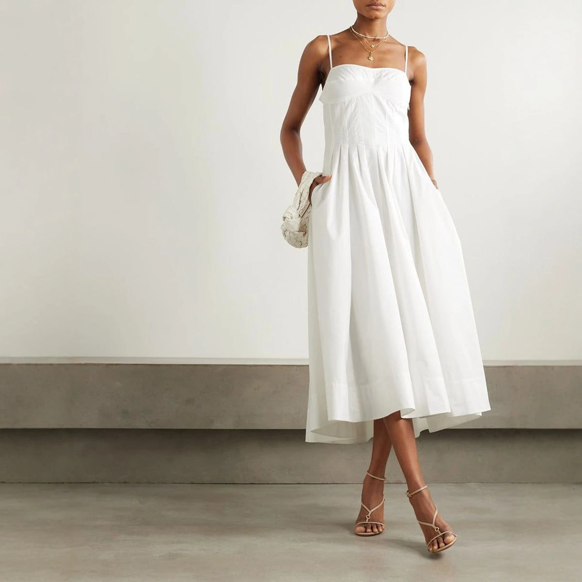 Ele High Waist White Dr JS Beautiful Beach Vaion Gown with Soft Light Filter Built-in Cotton Blend Svel X Ver... - Shellss