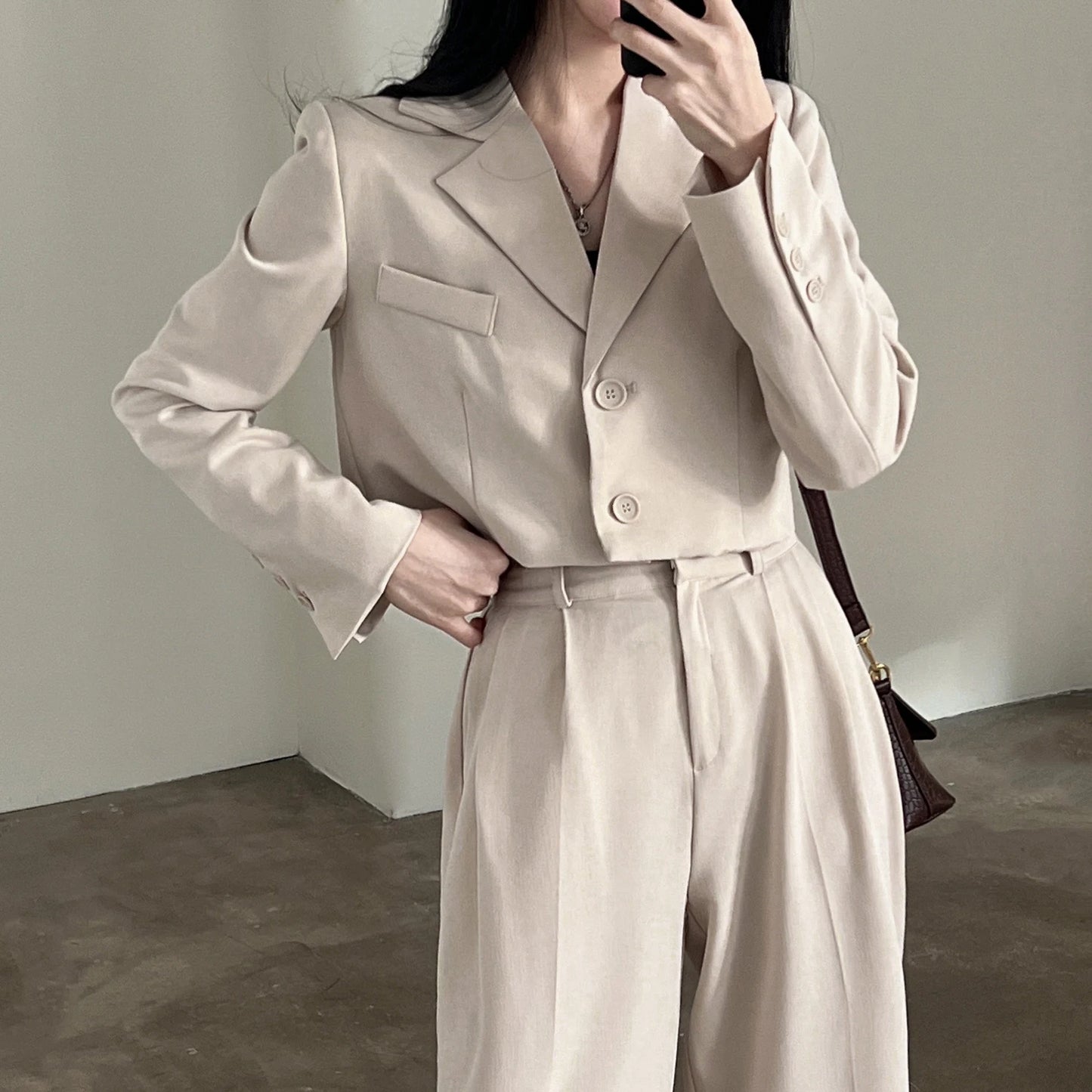 Retro Casual Blazer Wide Leg Pants