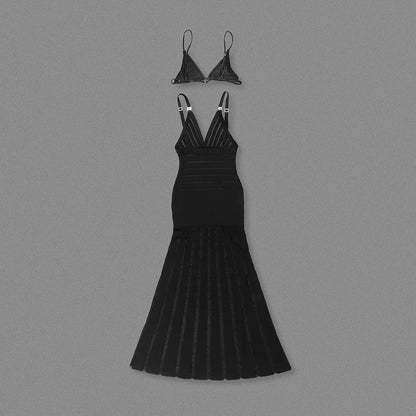 Semi Sheer Black Dress- Party Premium collection