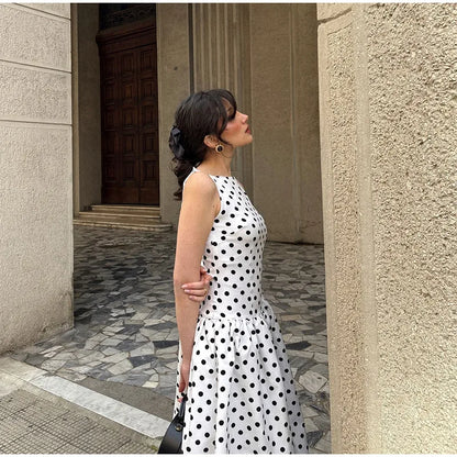 Elegant Women Polka Dot Midi