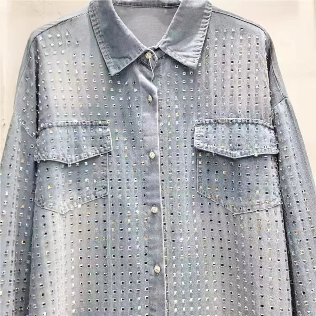 Rhinestone Denim Shirt
