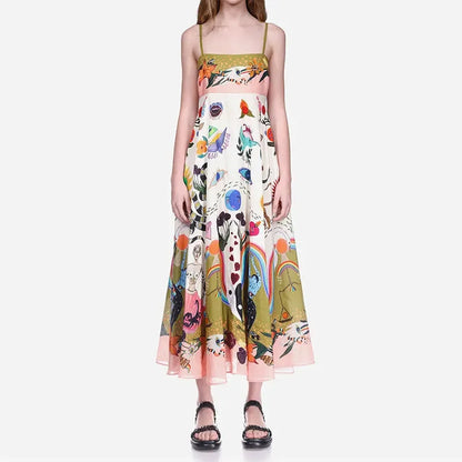 Graffiti multi Print summer Midi paradise