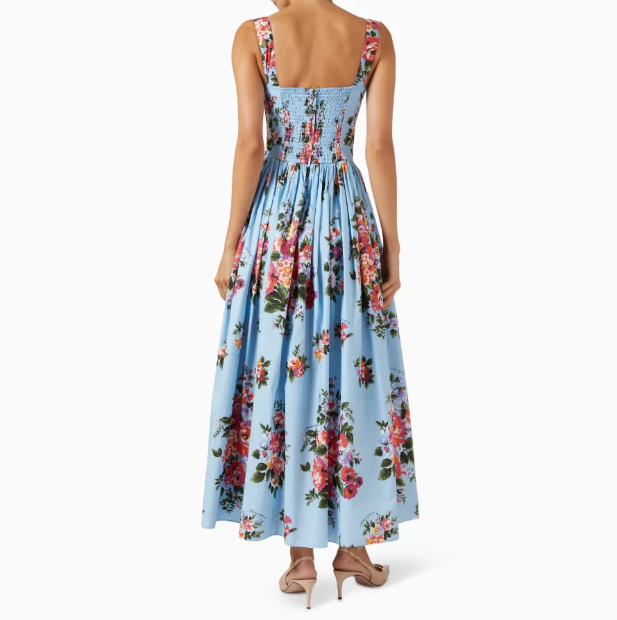 Romantic Holiday Style Floral Print Wrap Dress Slimming Waist Long Skirt Summer New Arrival Elegant Fashionable Midi Dress