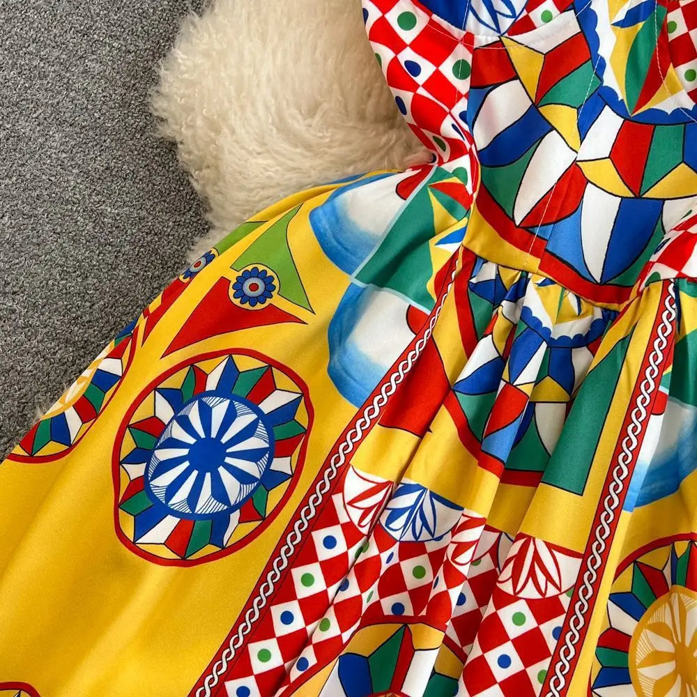 Dolce Yellow Multicolor Dress
