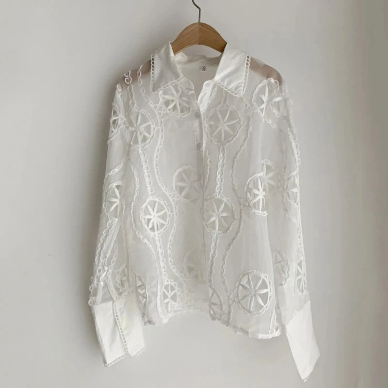 Embroidery lace royal lake como Shirt