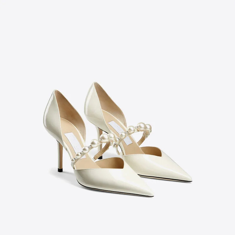 Star style Luxury Pearls Rhinestones Leather Pumps - Shellss