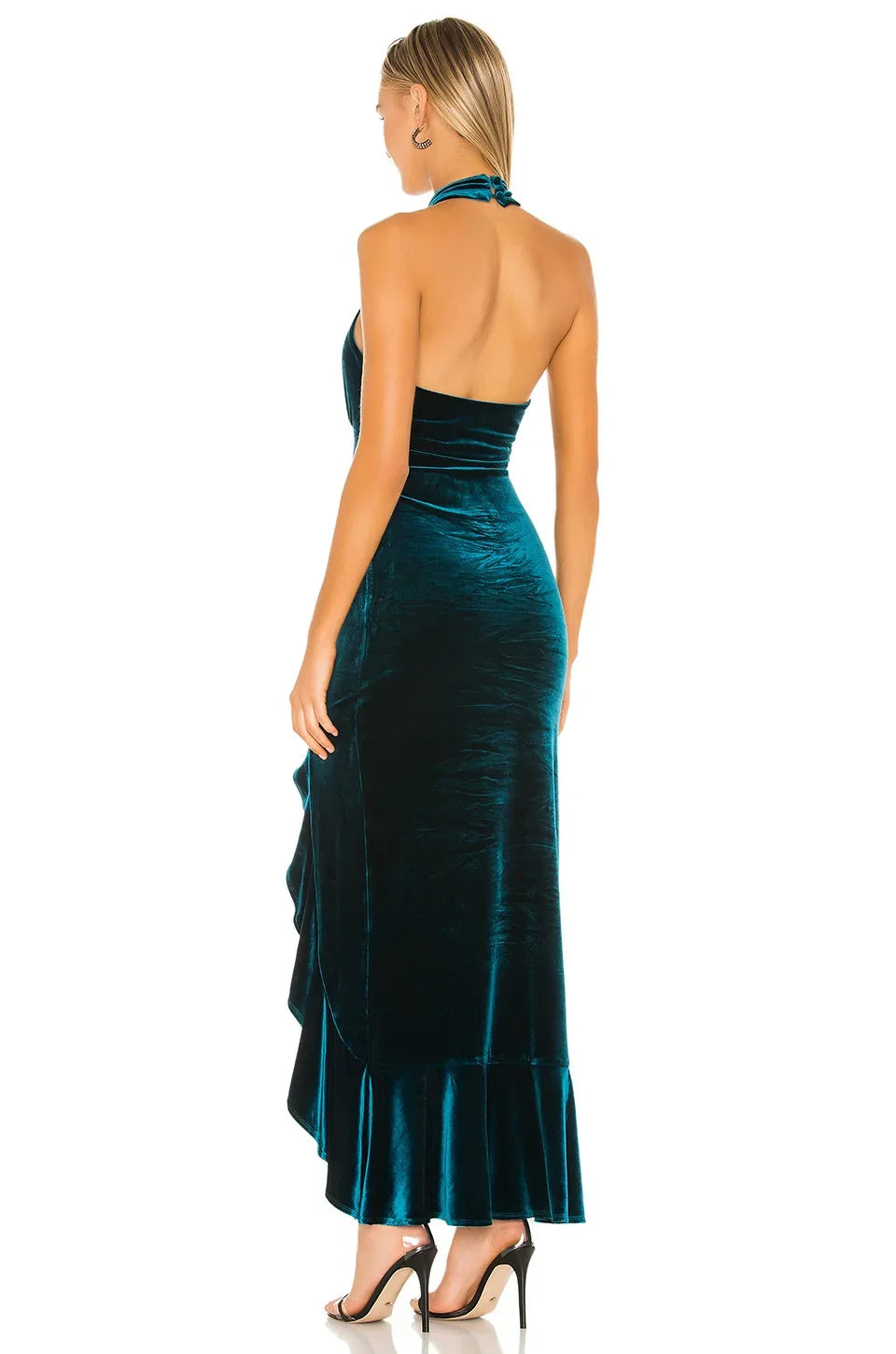 Velvet Long Dress Asymmetrical Slit