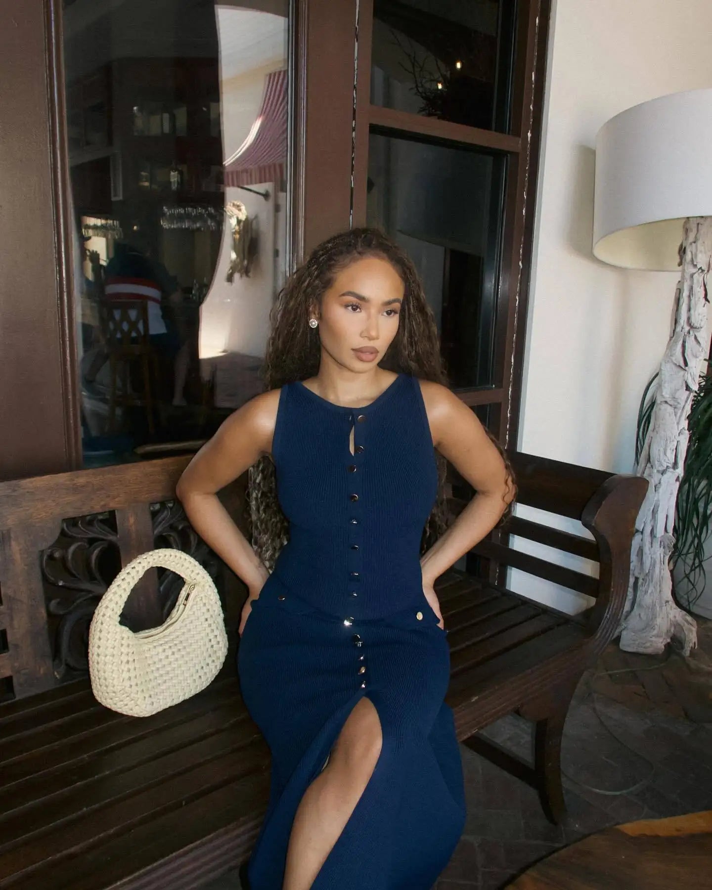 Long Buttoned Knit Dress