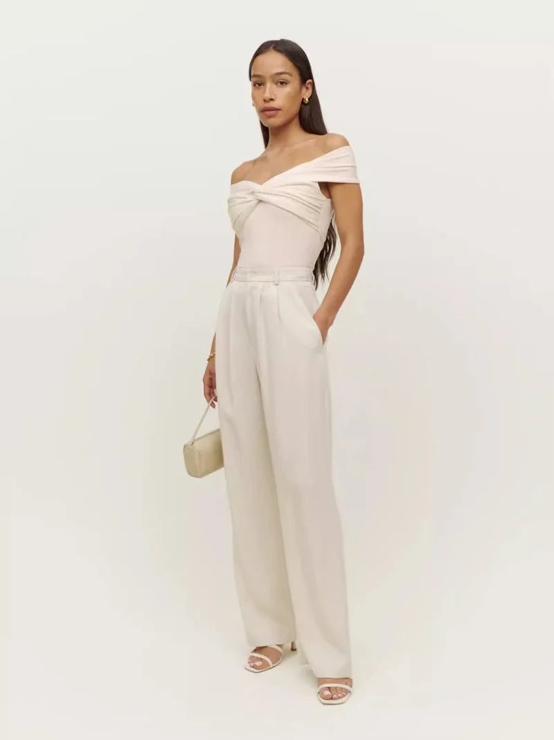 Bardot-Top mit Twist-Front für Damen, Schlitzausschnitt