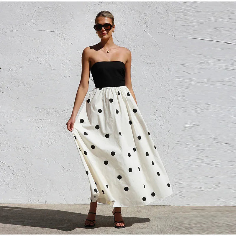 1 Sexy Patchwork Polka Dots Backless dress