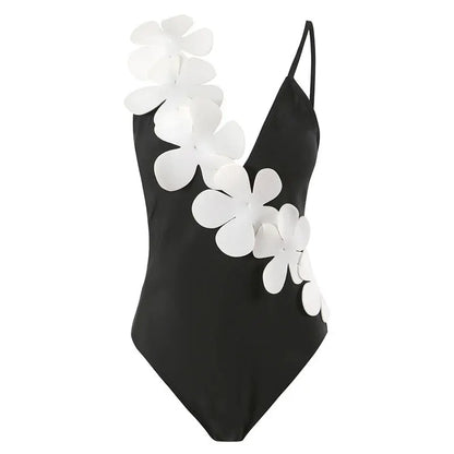 White Flower Swimsuit and Sarong