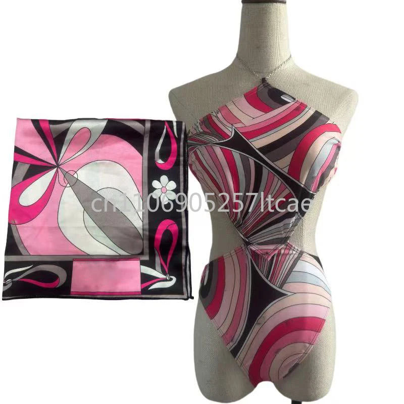 Luxury Design Pink Scarf Swimsuits