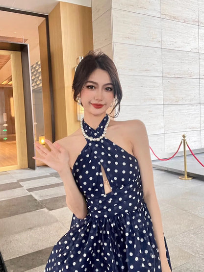 Vintage polka dots navy Dress