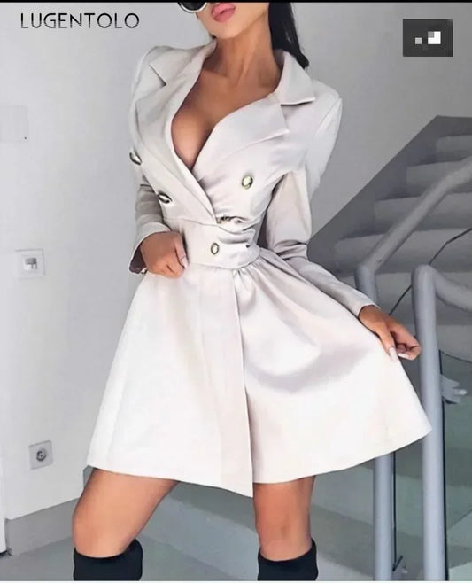 Women Sexy Fashion Trench New Double Breasted