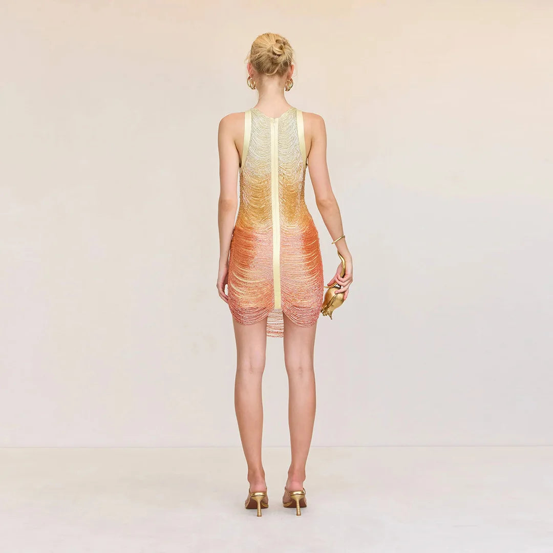 Golden Pink Tassel Metallic Spark Dress - Shellss