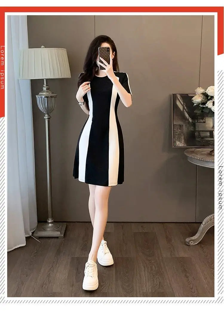 French Fashion Black White Dress Old Money Quiet luxury Mini - Shellss