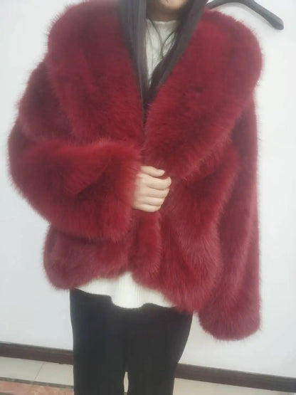 Solid Color Hooded faux Fur