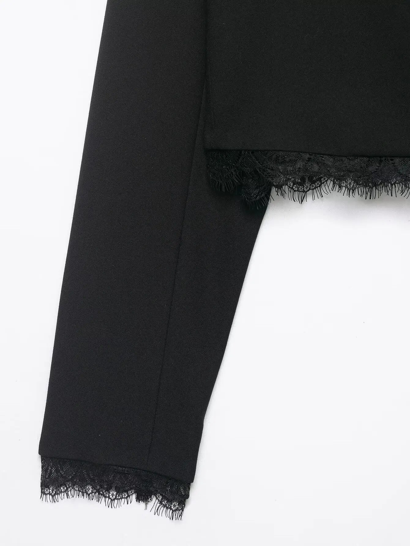 Zara Lace Trim Cropped Blazer Set
